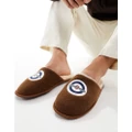 Lambretta classic logo slippers in tan-Brown