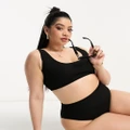 ASOS DESIGN Curve Amy Mix and Match crinkle skinny scoop crop bikini top in black