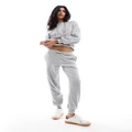 Pull & Bear soft touch ribbed trackies in grey (part of a set)