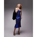Topshop disco sequin midi dress in cobalt-Blue