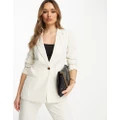 Vila tailored straight fit blazer in cream (part of a set)-White