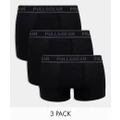 Pull & Bear 3 pack contrast grey waistband boxers in black