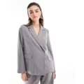 Y.A.S oversized dad blazer in slate (part of a set)-Grey