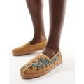 Toms Alpargata espadrilles in tan floral embroidery-Brown