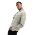 Calvin Klein crinkle 2.0 shirt jacket in cream-White