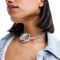 Reclaimed Vintage mega metal corsage necklace in silver