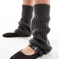 Reclaimed Vintage knitted leg warmers in charcoal-Grey