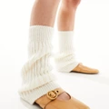 Reclaimed Vintage knitted leg warmers in cream-White