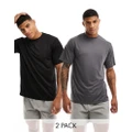 ASOS 4505 Icon training t-shirt 2 pack with quick dry in black and grey-Multi