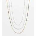ASOS DESIGN Curve pack of 3 necklaces with faux pearl and snake chain design-Gold