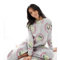 ASOS DESIGN Petite matcha long sleeve top & pants pyjama set in grey marl
