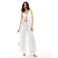 Y.A.S Bridal satin tie front maxi cami top with train in white (part of a set)
