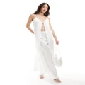 Y.A.S Bridal satin wide leg pants in white (Part of a set)
