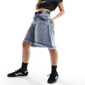 adidas Originals x Ksenia Schnaider oversized denim shorts with boxer details-Blue