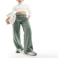 Vila belted high waist tailored pants in green