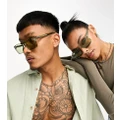Spitfire Deltoid rectangular sunglasses in green with tonal lens - exclusive to ASOS
