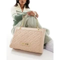 Love Moschino quilted shoulder bag in beige-White