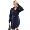 Mamalicious Maternity knitted wrap mini dress in navy blue