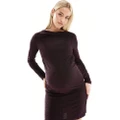 Mamalicious Maternity glitter midi dress in black