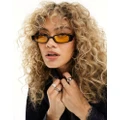 Jeepers Peepers slim angular sunglasses in black with yellow lens
