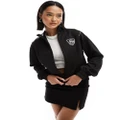 Pull & Bear zip through long sleeve track top in black (part of a set)