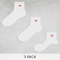 New Balance red logo mid sock 3 pack in white