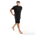 Lacoste contrast branding pyjama set in black