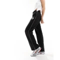 Pull & Bear sporty straight leg trackies in black (part of a set)