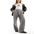 Noisy May high waisted wide leg tailored pants in grey
