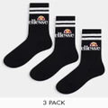 ellesse 3 pack of logo crew socks in black