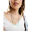 Accessorize layered beaded necklace in green