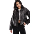 Muubaa minimal leather bomber jacket in black