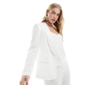Vila Bridal sequin blazer with satin lapel in white (part of a set)