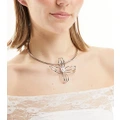 Reclaimed Vintage silver necklace with corsage and pearl