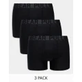 Pull & Bear 3 pack boxers with grey contrast waistband in black