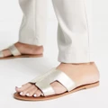 Accessorize cut out leather sliders in gold