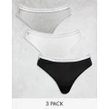 Lacoste 3 pack lingerie thongs in black grey white-Multi