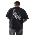 Selected Homme oversized t-shirt with japanese tiger back print in black