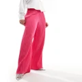 Y.A.S high waisted wide leg plisse pants in hot pink