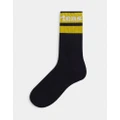 Dr Martens Athletic logo sock in black with yellow stripes-White