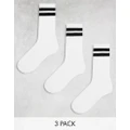 Pull & Bear 3 pack stripe socks in white