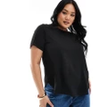 Only Curve short sleeve blouse in black