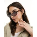 Quay x Guizio Slate slim cateye sunglasses in cloudy tort-Brown