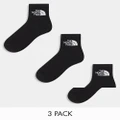 The North Face Simple Dome 3 pack logo ankle socks in black