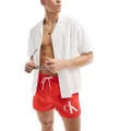 Calvin Klein monogram short drawstring swim shorts in red