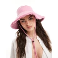 Accessorize cotton frayed bucket hat with toggle in pink