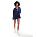 Free People satin pyjama shorts in navy (part of a set)