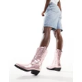 ONLY heeled western boots in metallic pink