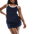 Tommy Jeans halter neck towelling dress in navy