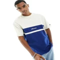 ellesse Rocazzi colourblock t-shirt in off white and navy